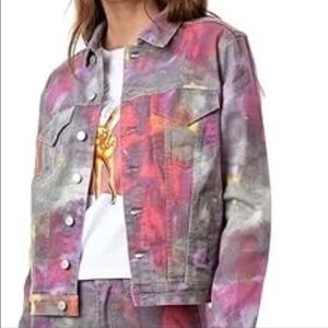 New.Vintage Jordache Tie Dye Denim 90s.Coat Size.L .